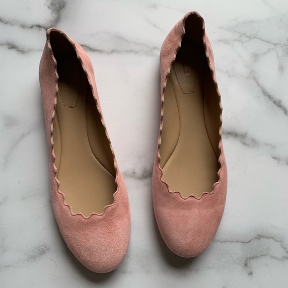 NWT Chloe Lauren Scalloped Pink Flats size 39 - Picture 2 of 7